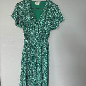 Green Polka Dot Wrap Dress